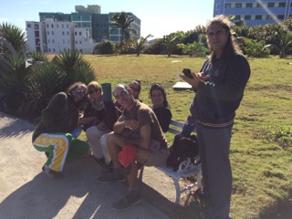 Jorge Avila, Director of Yoga Va, with some teachers and trainees after sharing a class to a US group at Hotel Nacional