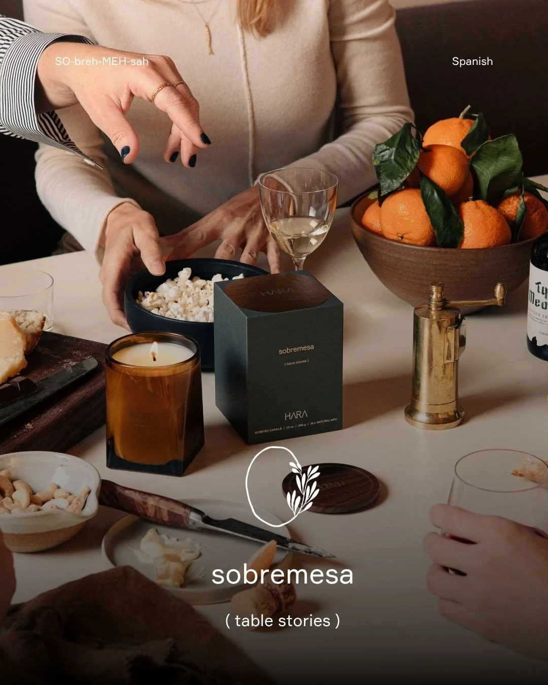 Introducing The HARA Home.⁠
⁠
A collection of eight candles inspired by cultural practices from around the world, reimagined through scent.⁠
⁠
This experience is inspired by Sobremesa, the Spanish tradition of lingering at the table after a meal to e