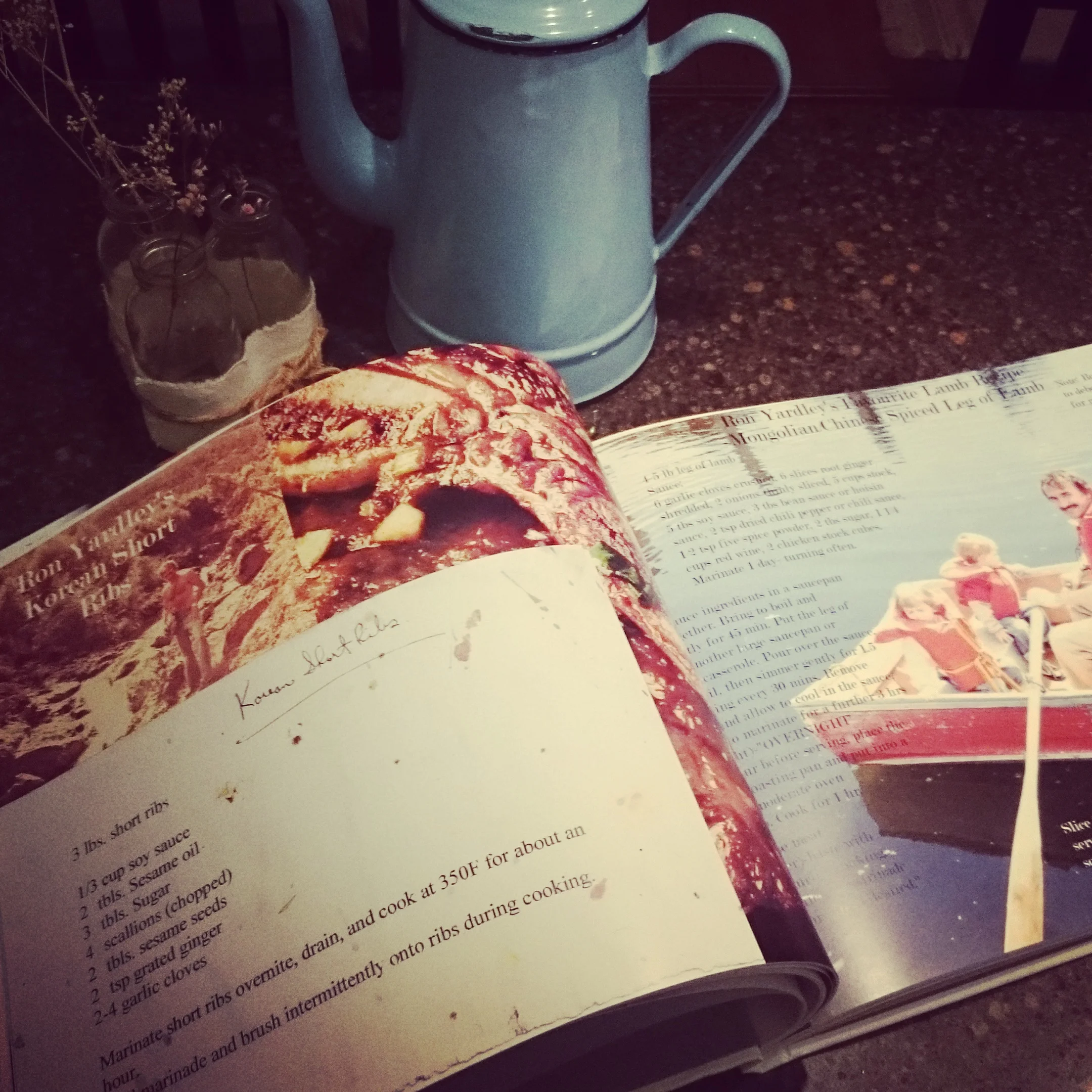 One of My Dad's pages in the family cookbook created by my husband and I. Dad's Korean Short Ribs recipe and his favourite lamb recipe