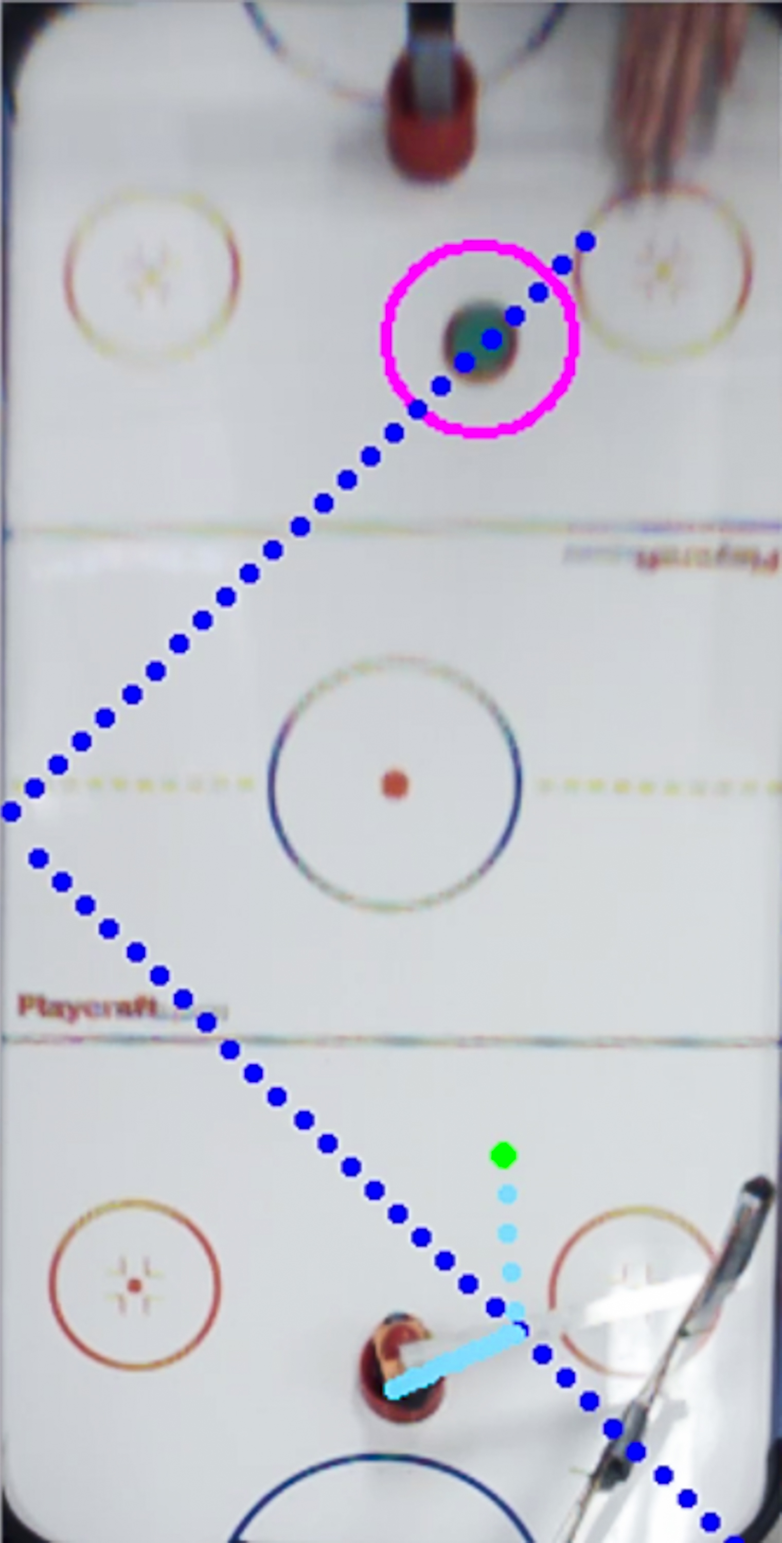Figure 5 Puck trajectory predictions and arm movements