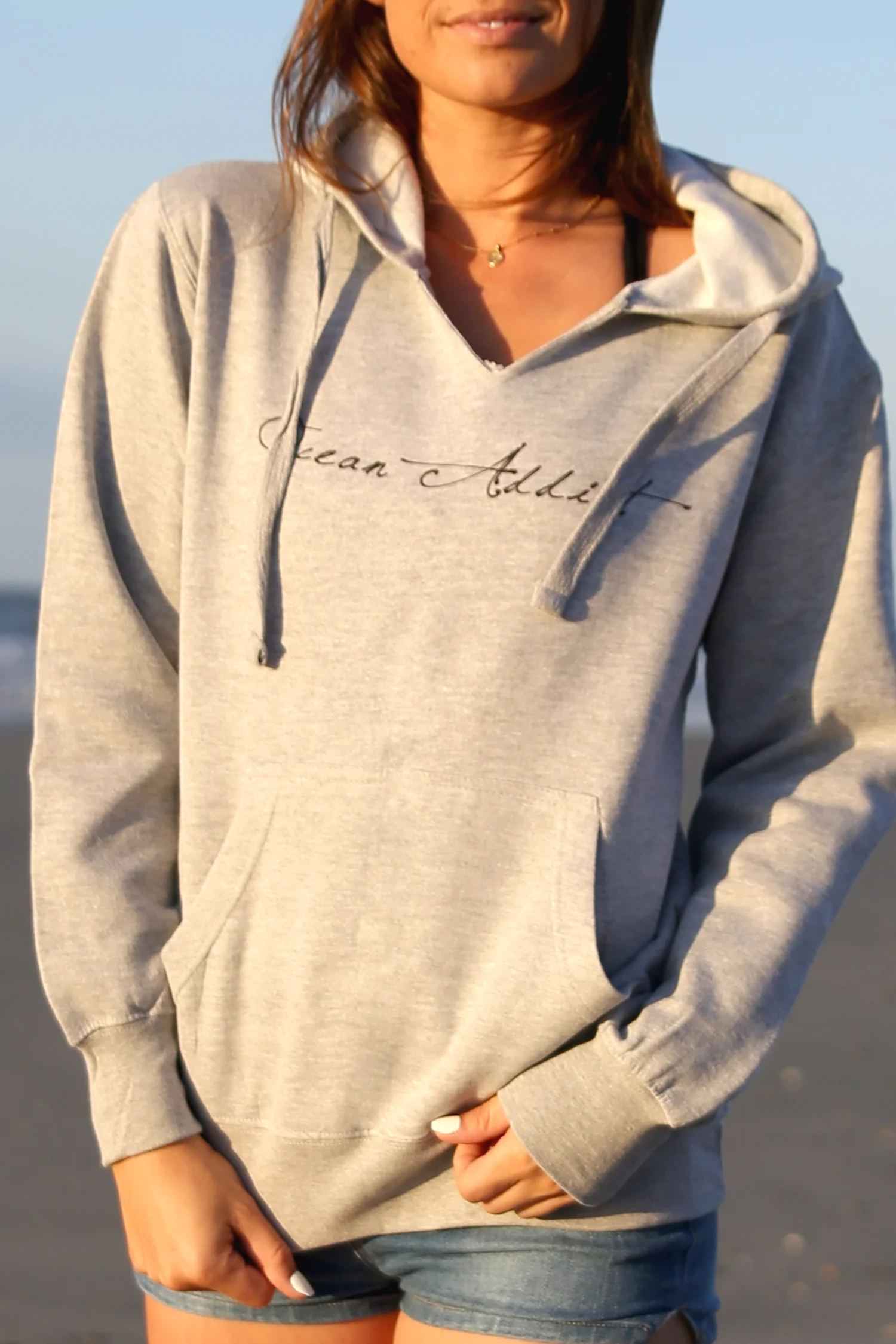 v neck hoodie women's