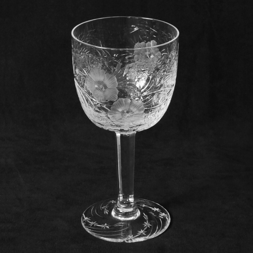 THARAUD DESIGNS BROOKDALE PATTERN CUT CRYSTAL WATER GOBLETS 7" THARAUD DESIGNS BROOKDALE PATTERN CUT CRYSTAL WATER GOBLETS 7"