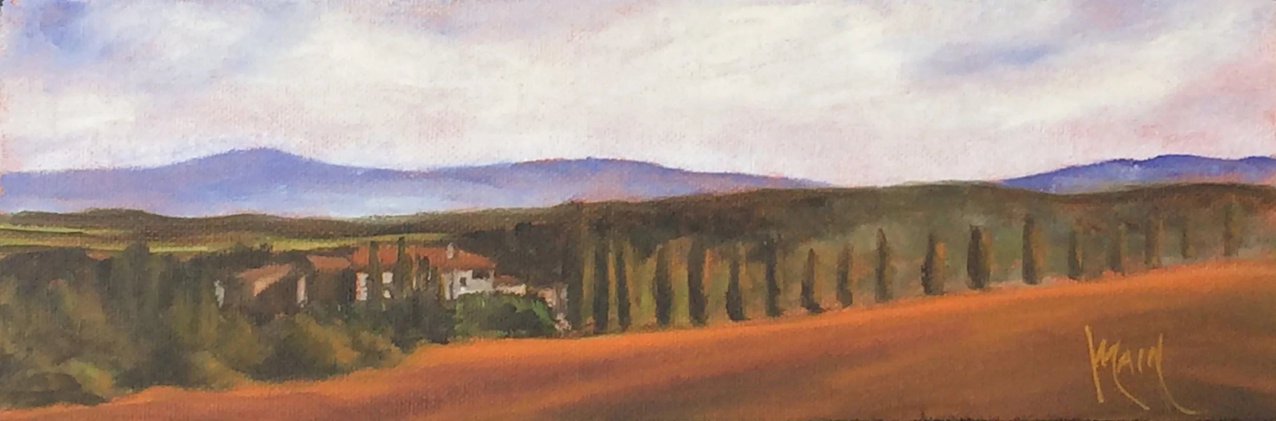 VILLAGE IN TUSCANY &nbsp; &nbsp; &nbsp;OIL ON CANVAS &nbsp;12 x 4