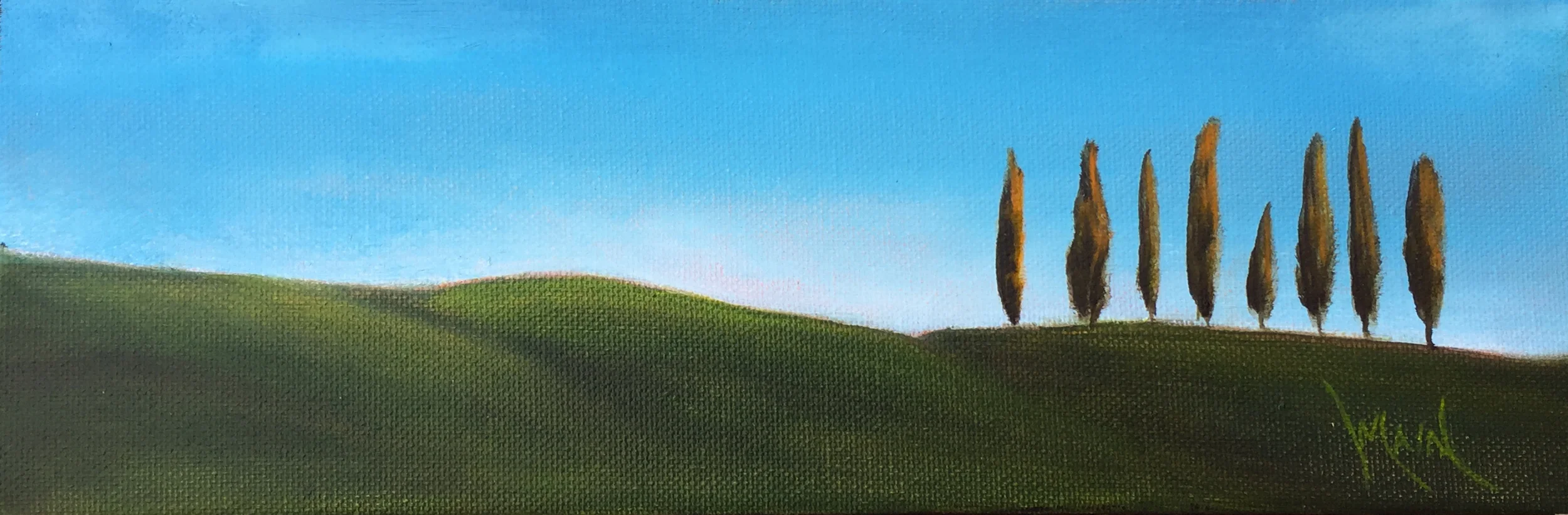 ITALIAN CYPRESS &nbsp; &nbsp; &nbsp;&nbsp;OIL ON CANVAS &nbsp;12 x 4