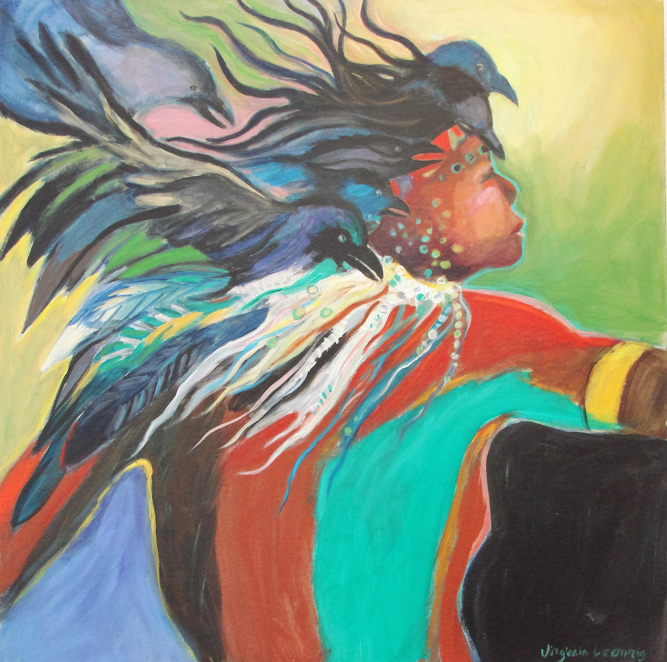 RAVEN DANCE &nbsp;ACRYLIC &nbsp;30 X 30 &nbsp; $1075