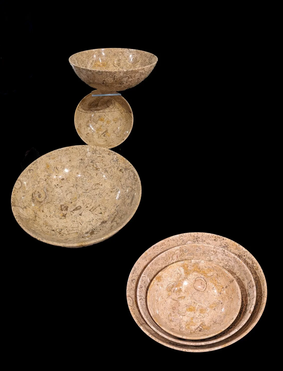 CARVED FOSSIL BOWLS