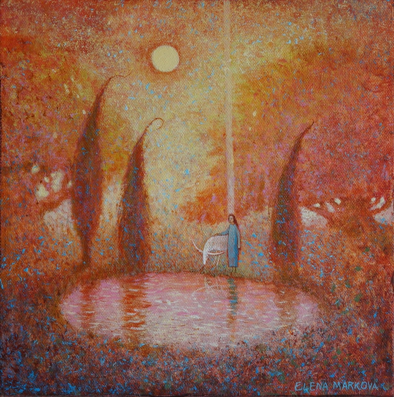 Pink Evening for two, 10x10’’, acrylic, canvas, $460 — .jpeg