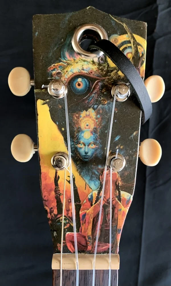 25001 art guitar 4 string baritone ukulele Lighting Up On The Astral Plane headstock.jpg