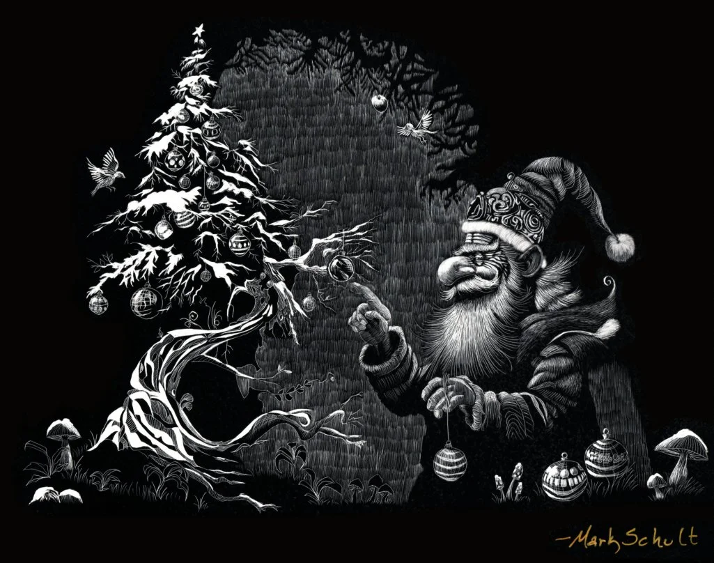 'Twas the Night Before...an absolutely magical new scratchboard creation by Mark Schult just arrived in the gallery. Come see in DragonFire or on the website.

#dragonfiregallery #markschult #christmas #santaclaus #holidayseason #holidaymagic #illust