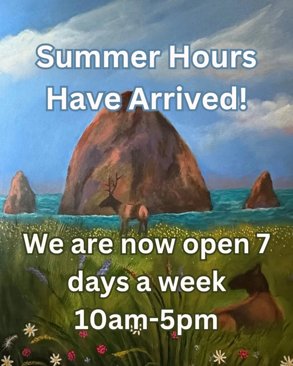 As the season is changing, so are our hours! Join us seven days a week for your daily dose of art.