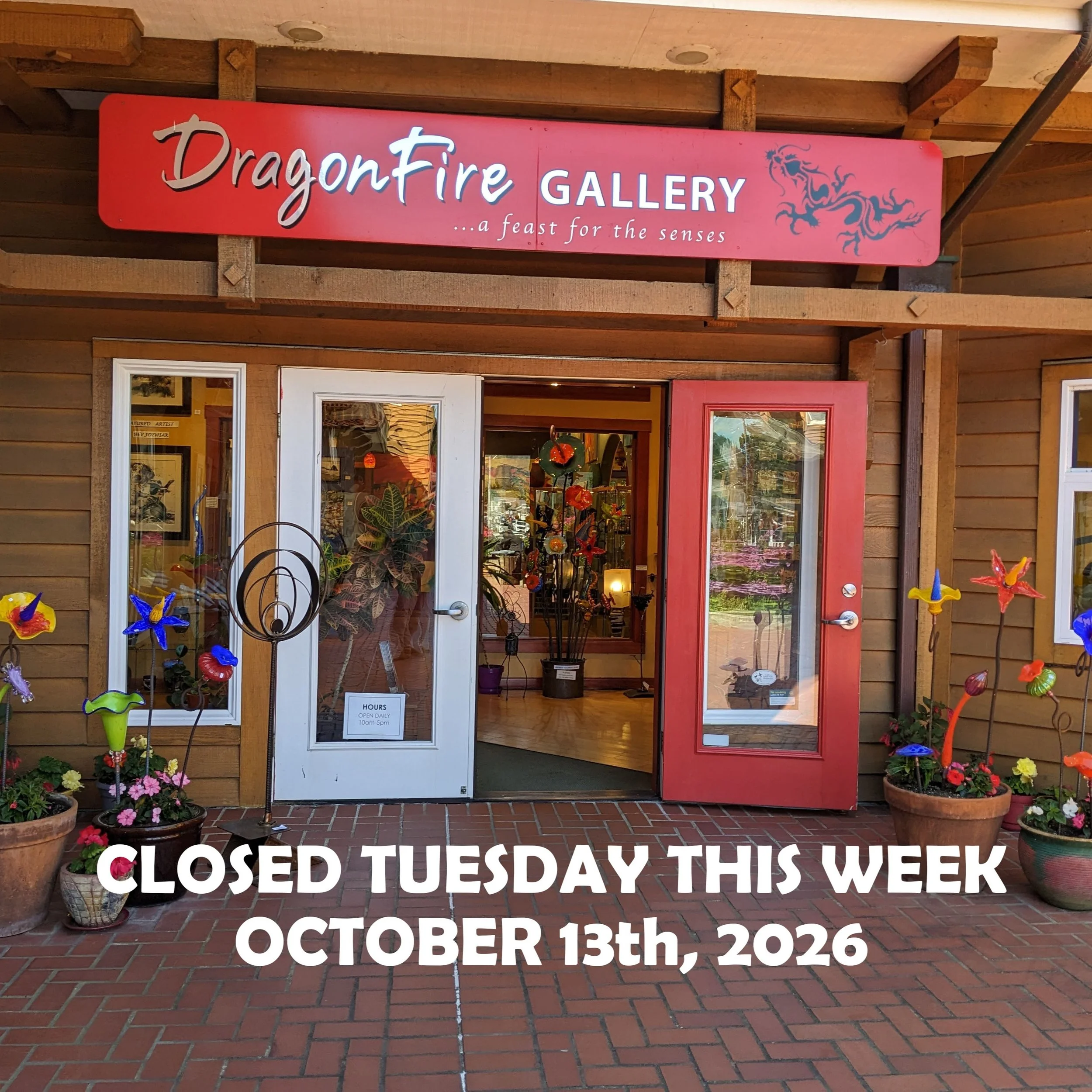Please note a schedule change this week. Closed Tuesday - see you on Wednesday!

#dragonfiregallery #businesshours #cannonbeach #haystackrock