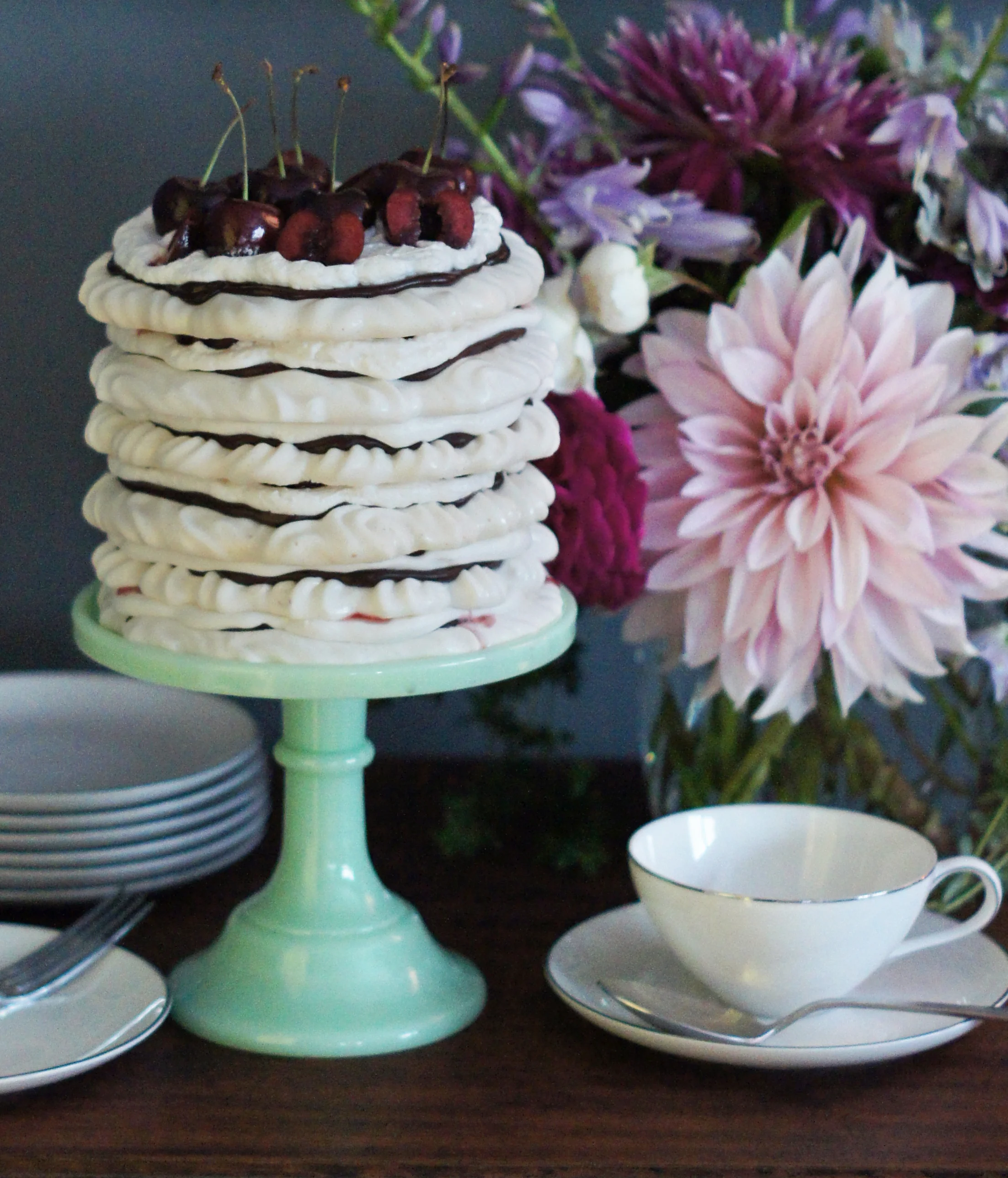 Chocolate-Cherry "Pavlova" Cake