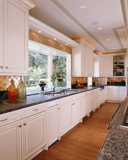 Several layers of well planned lighting provide function and ambiance.