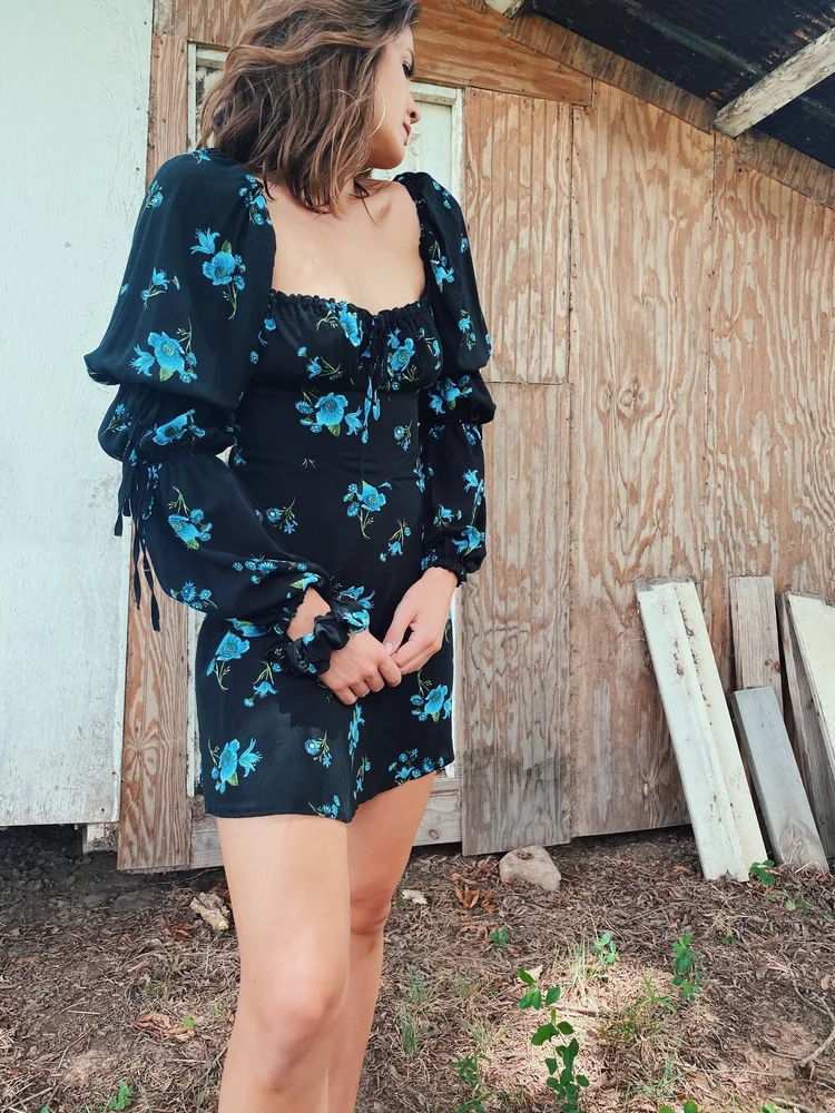June 3 Puff Sleeve Dress with Matching Scrunchie — Annie E.