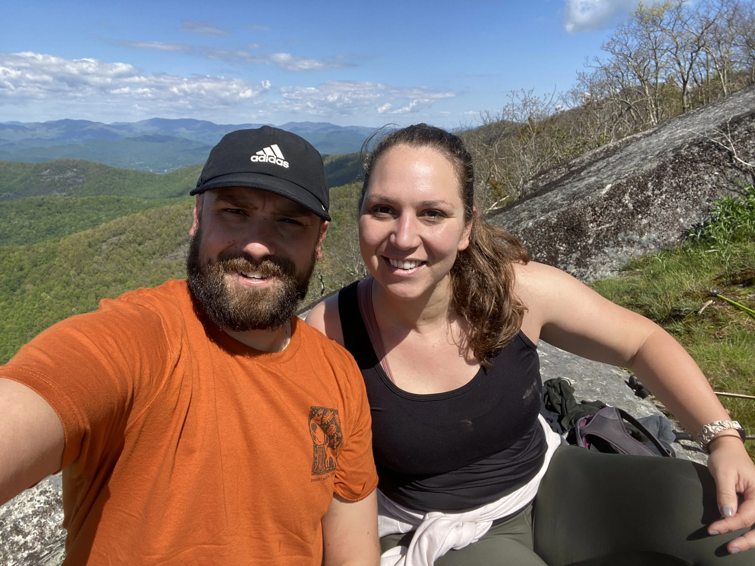  Meredith and I hiking up a mountain near Highlands, NC 