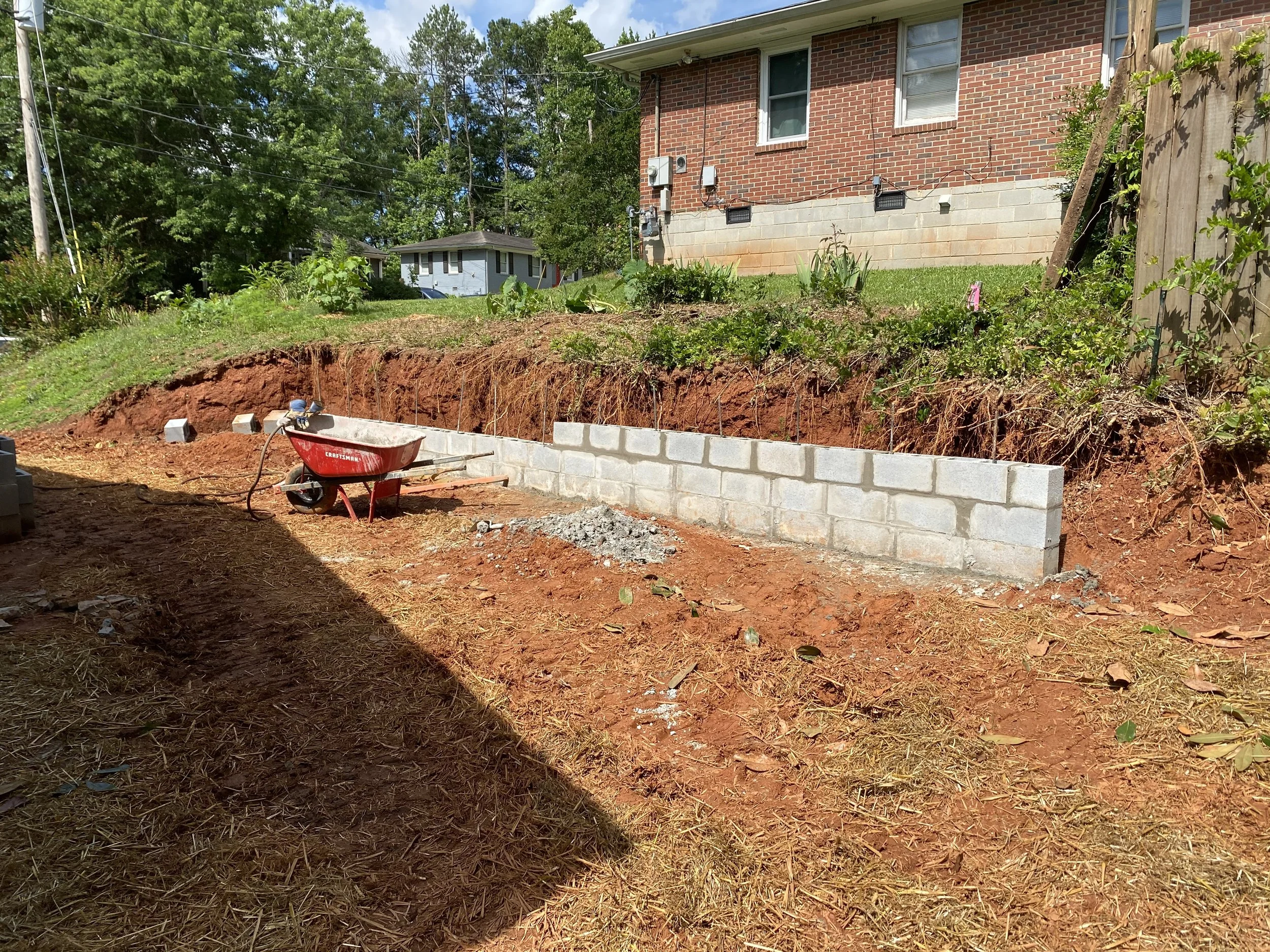  The beginnings of the retaining wall   