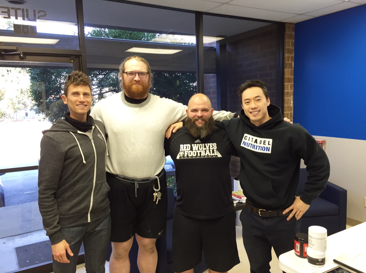 Devin Vernick, GSU Strength and Conditioning. Jacob Lonowski, GSU Strength and Conditioning. Joseph Boyd, Head Strength and Conditoning at UWA. Daniel Yeh, Citadel Nutrition.