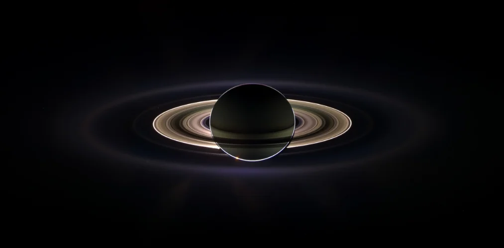 Saturn eclipse. Photo taken by Cassini Observer.