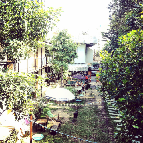 The yard at The Yard Hostel Bangkok.