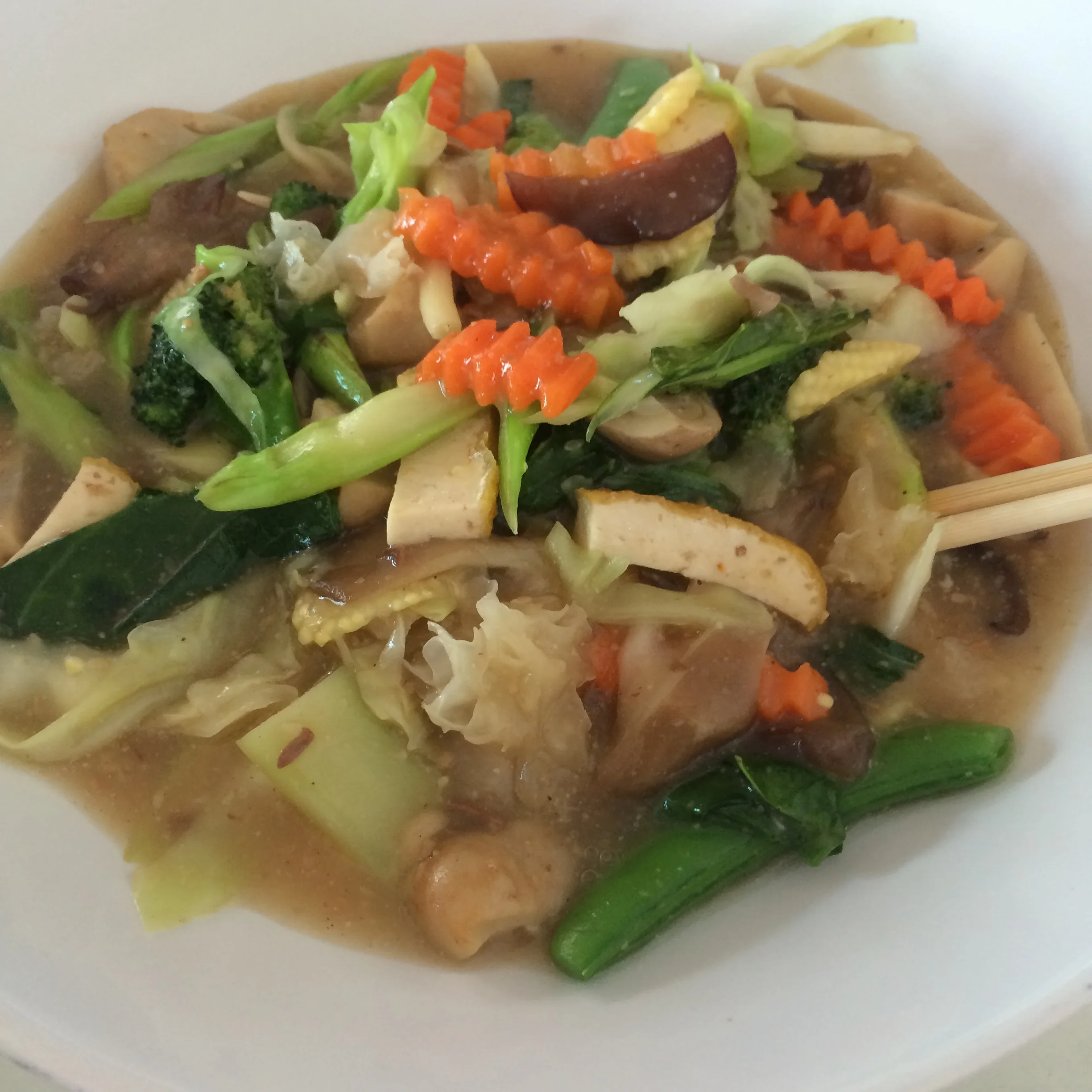 Wide Rice Noodles from Kun Na's Vegan Kitchen in Phuket.