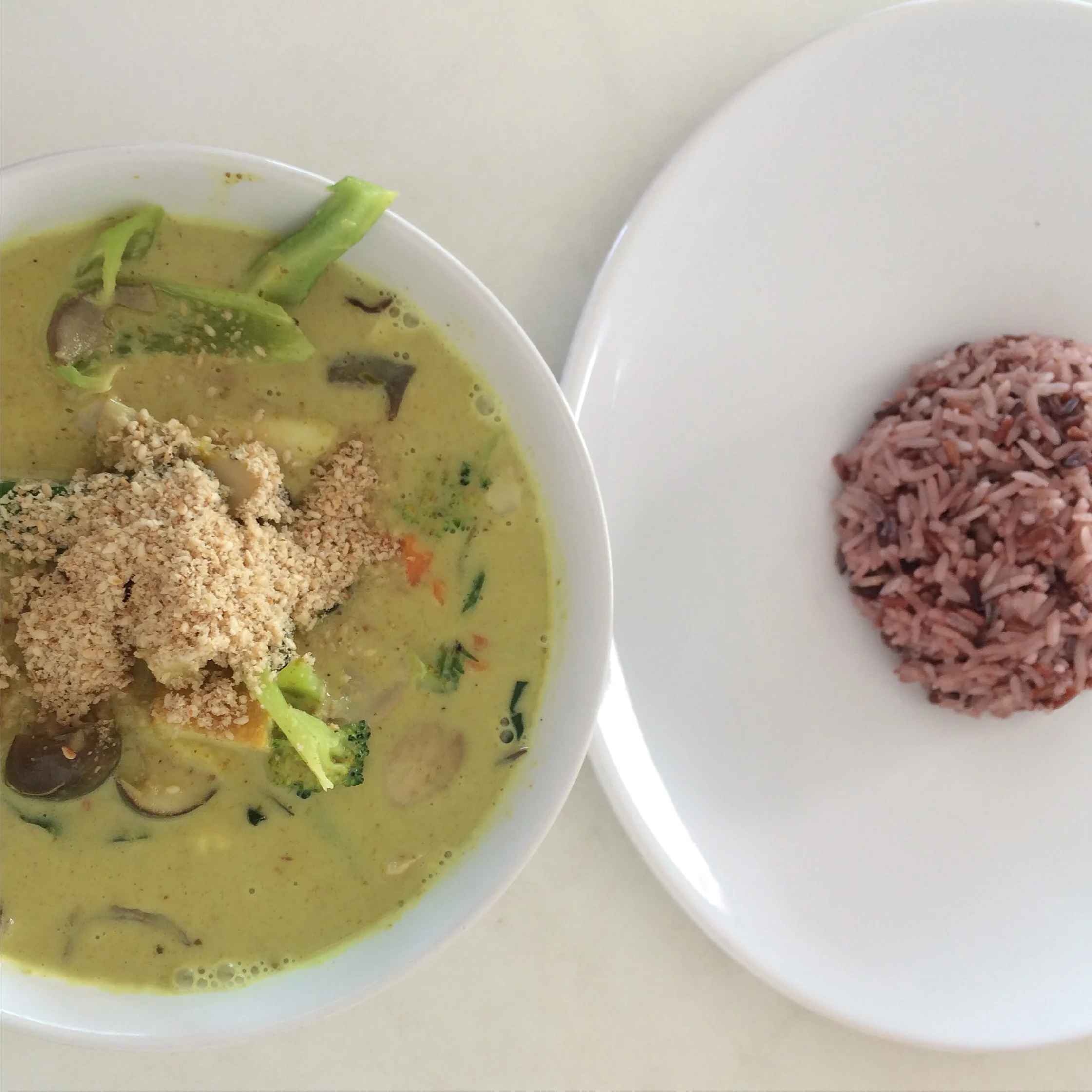 The best green curry I've ever had - from Kun Na's Vegan Kitchen near Bang Tao beach, Phuket.