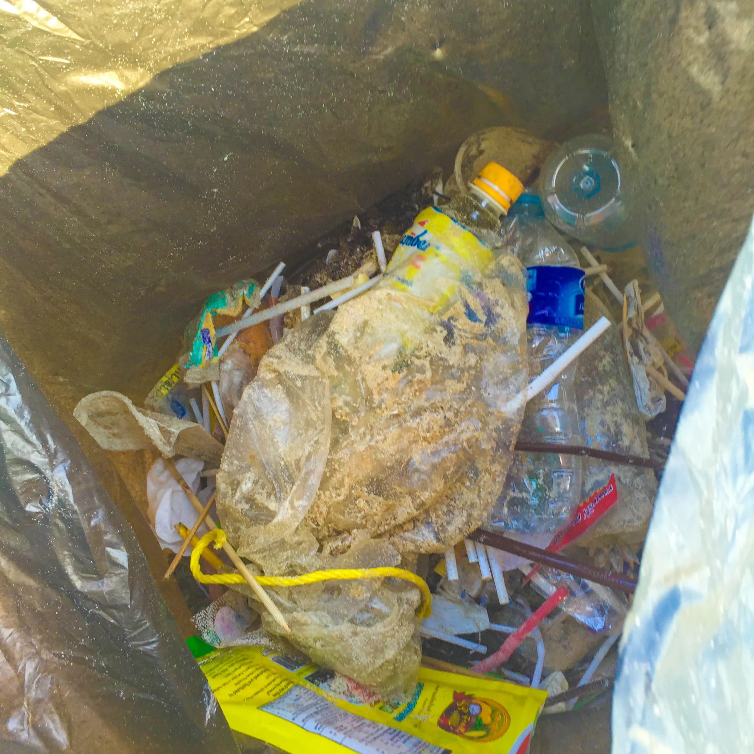 Our trash bag when it was half full (or half empty, lol).