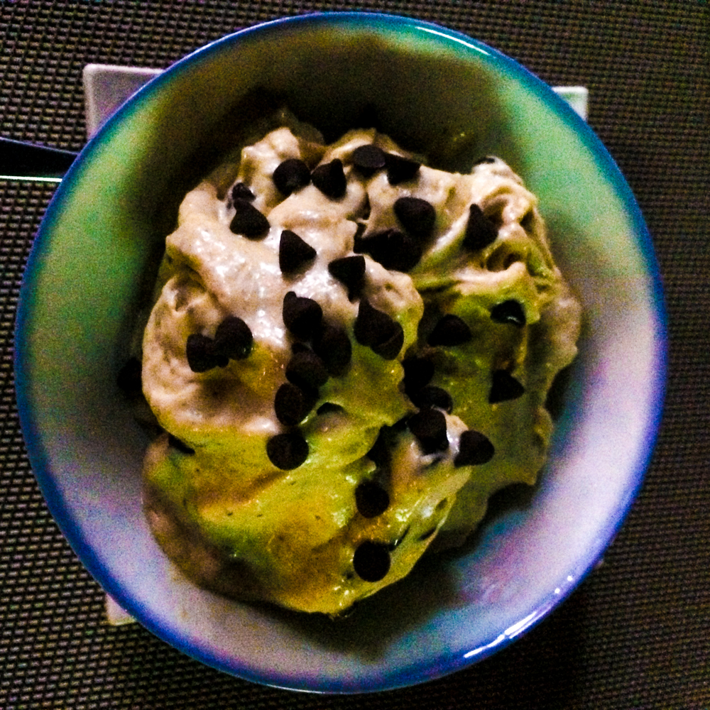 "You Had Me at Peanut Butter" vegan ice cream from Dao of Life. Insanely delicious - best ice cream ever! Chocolate chip ice cream with crunchy peanut butter.