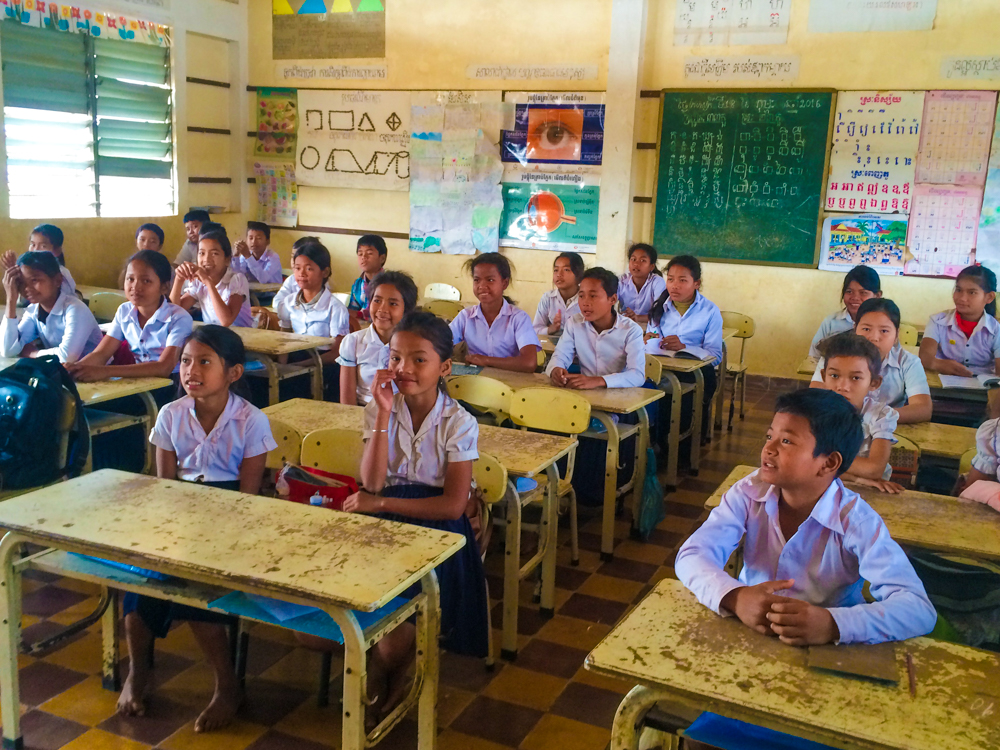 Hanging out with school children in a rural part of Cambodia.