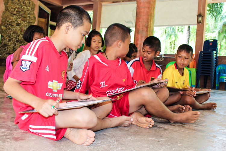 The kiddos learn English in Saturday Creative School at TCDF.