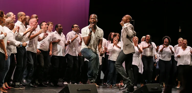 MICHAEL MCELROY & THE BROADWAY INSPIRATIONAL VOICES, FEATURING MARCUS PAUL JAMES Photo Credit: Lee Wexler