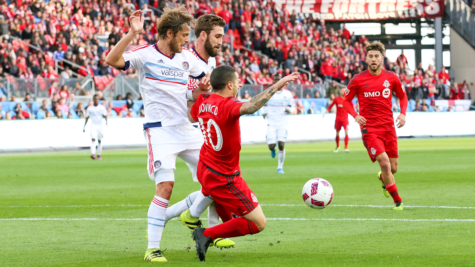 Giovinco being challenged to the ground part one.