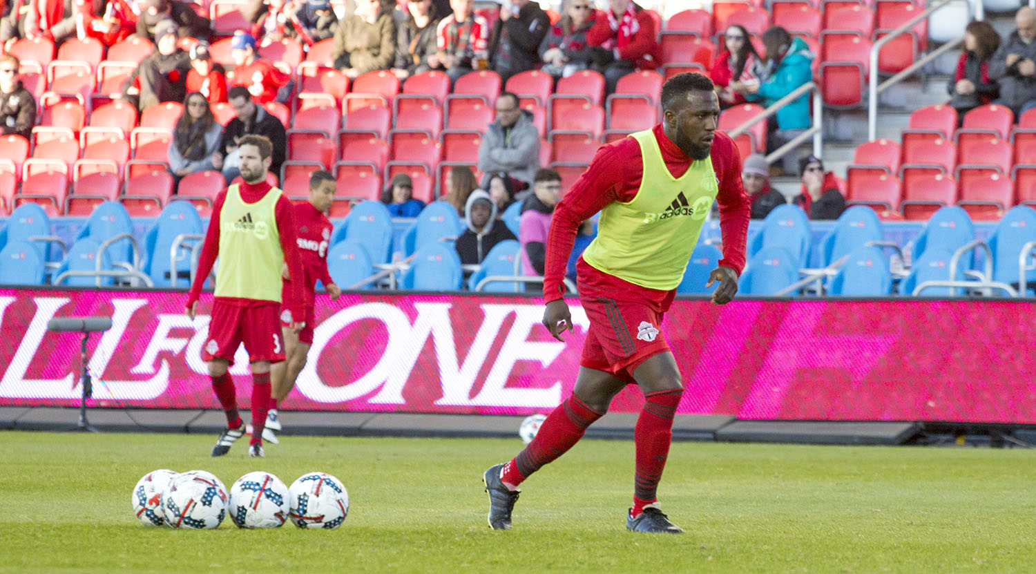 Jozy Altidore doing warm ups before a Major League Soccer regular season match in 2017. Image by Dennis Marciniak of denMAR Photography. 