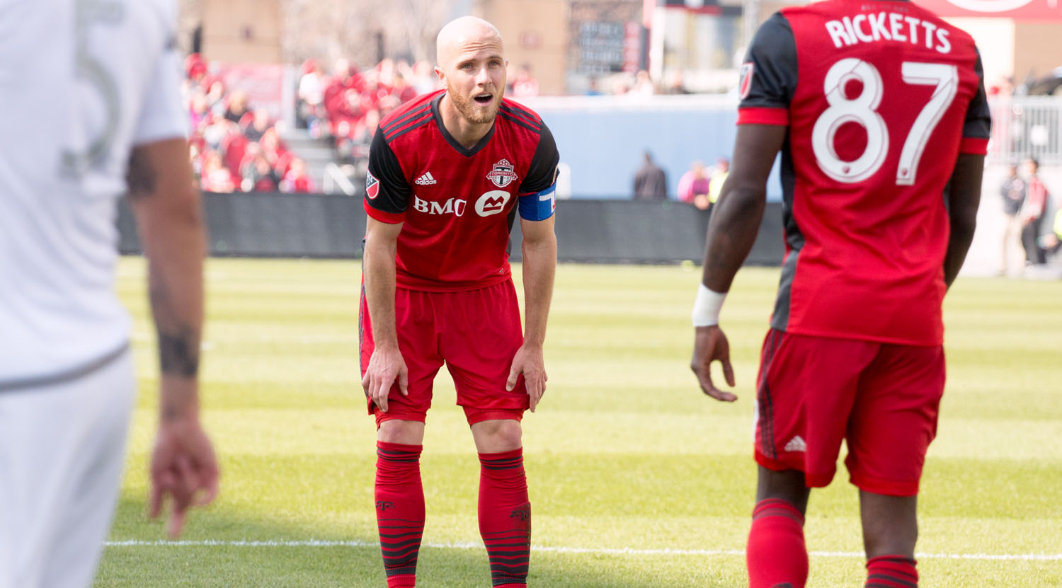 Michael Bradley in disbelief after a very close chance on goal by a Toronto FC teammate. Image by Dennis Marciniak of denMAR Media.