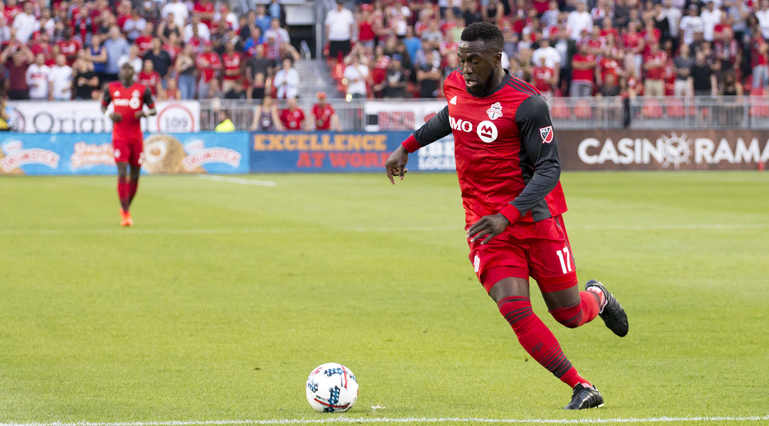 Jozy Altidore on the ball during a Major League Soccer match in 2017.
