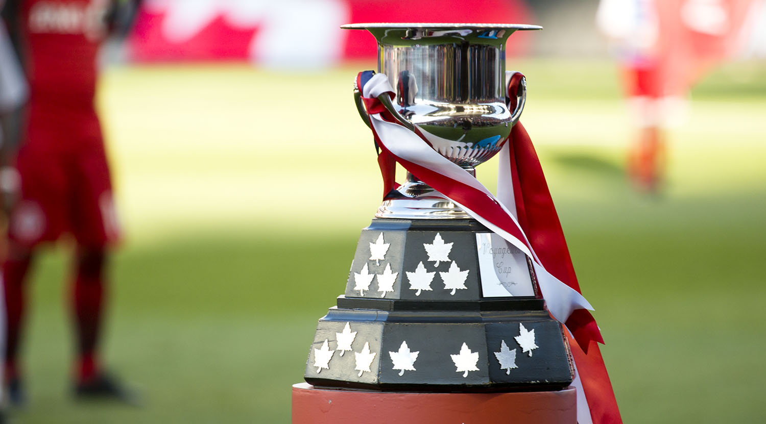 The Voyageur Cup up for grabs at BMO Field on a warm June night in 2017. Image by Dennis Marciniak of denMAR Media.