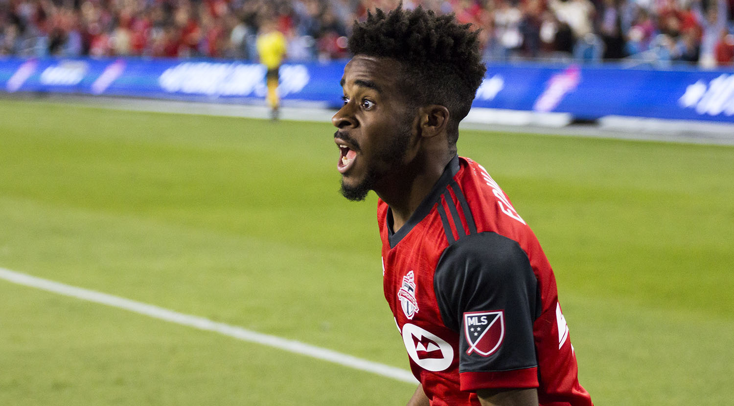 Raheem Edwards in disbelief that the ball he provied made it into the back of the net. Image by Dennis Marciniak of denMAR Media.