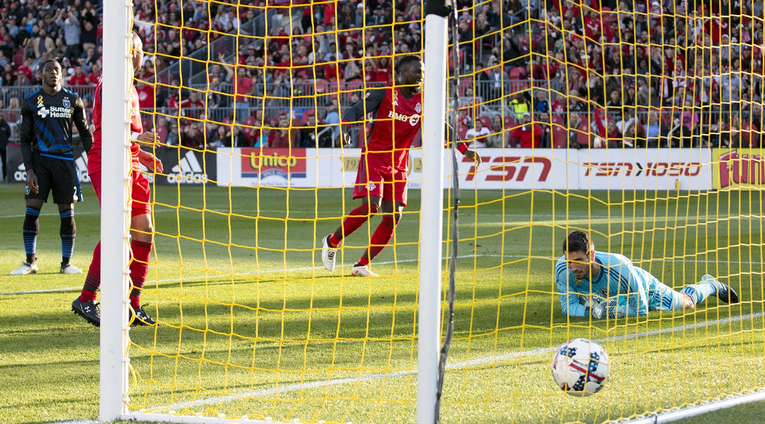 The ball hitting the back of the net as Jozy Alitdore scores his second goal of the day in 2017. Image by Dennis Marciniak of denMAR Media.