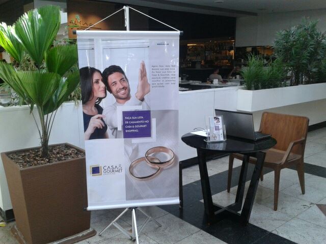 Ação promocional de divulgação do serviço de listas de presentes do Listus, no shopping Casa&Gourmet 
