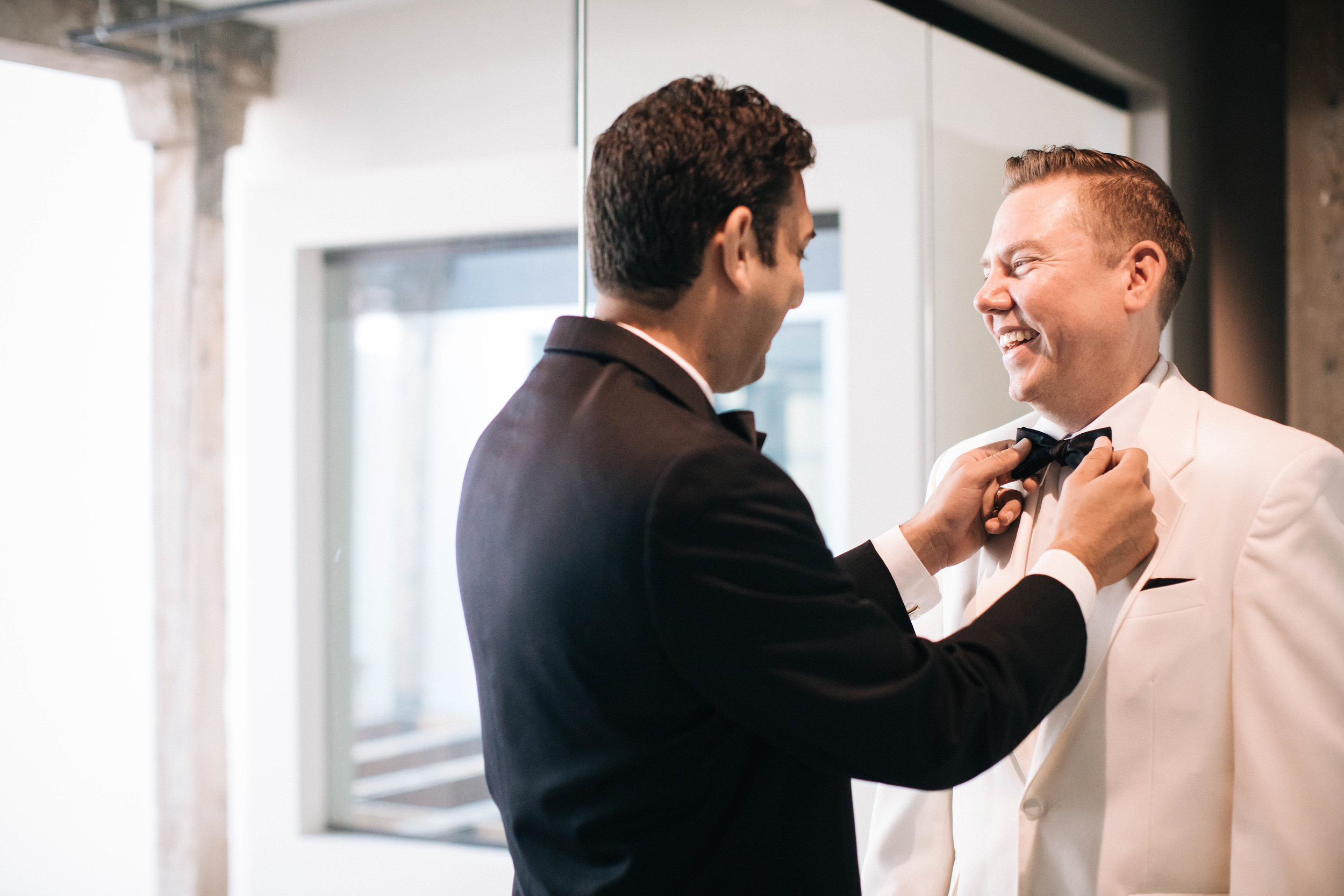 Hewing Hotel Wedding Photography Groom getting ready