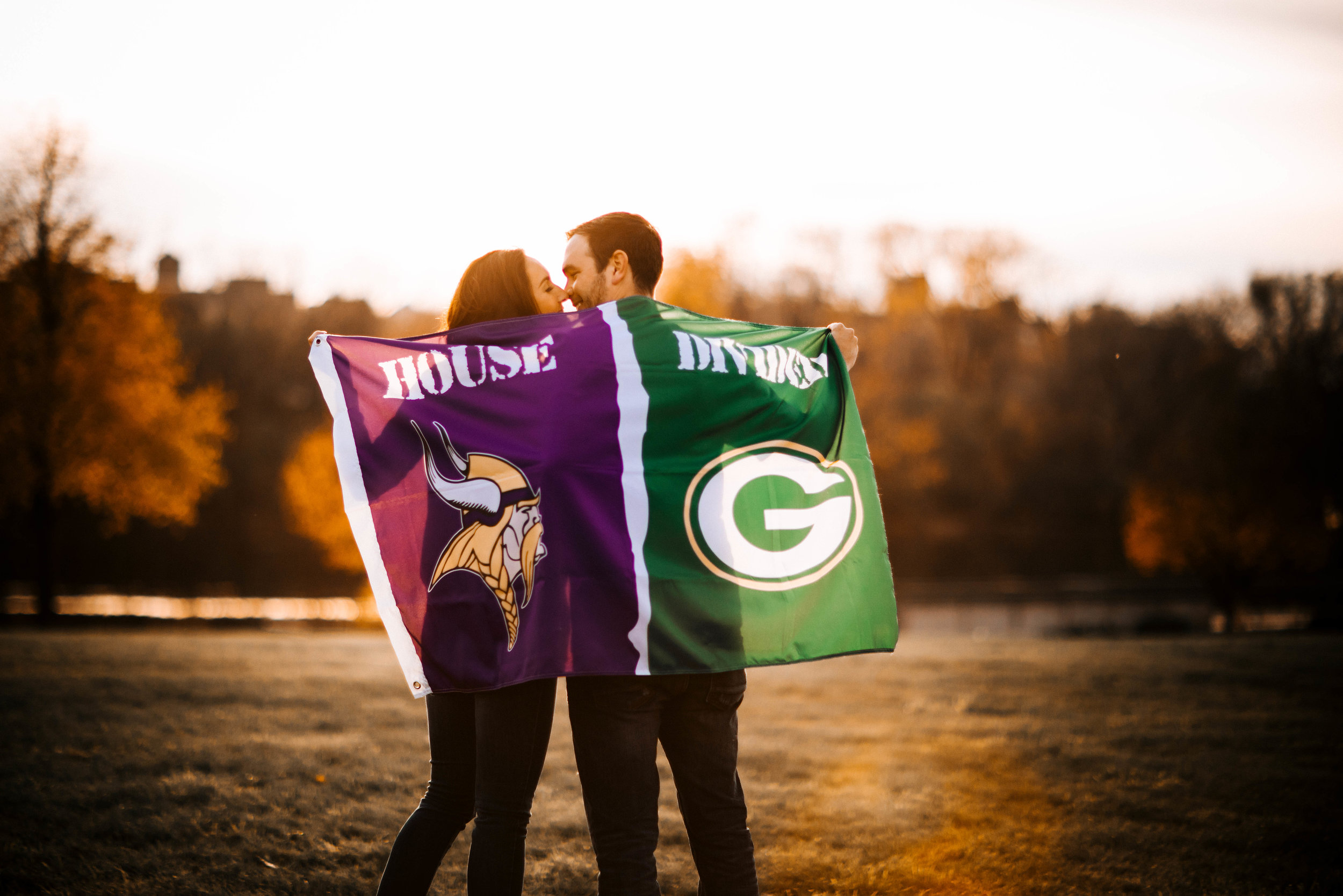 Teams Divided Vikings and Packers engagement photography