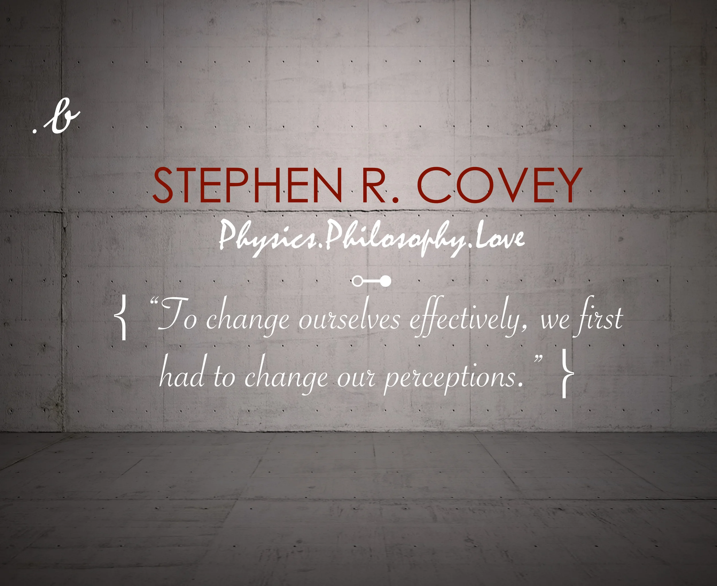 “To change ourselves effectively, we first had to change our perceptions.” Stephen R. Covey 
