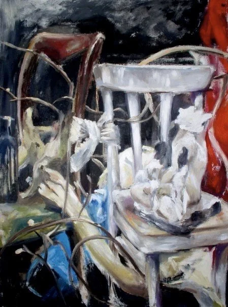 'Two Chairs Entwined' oil on canvas 32 x 48"