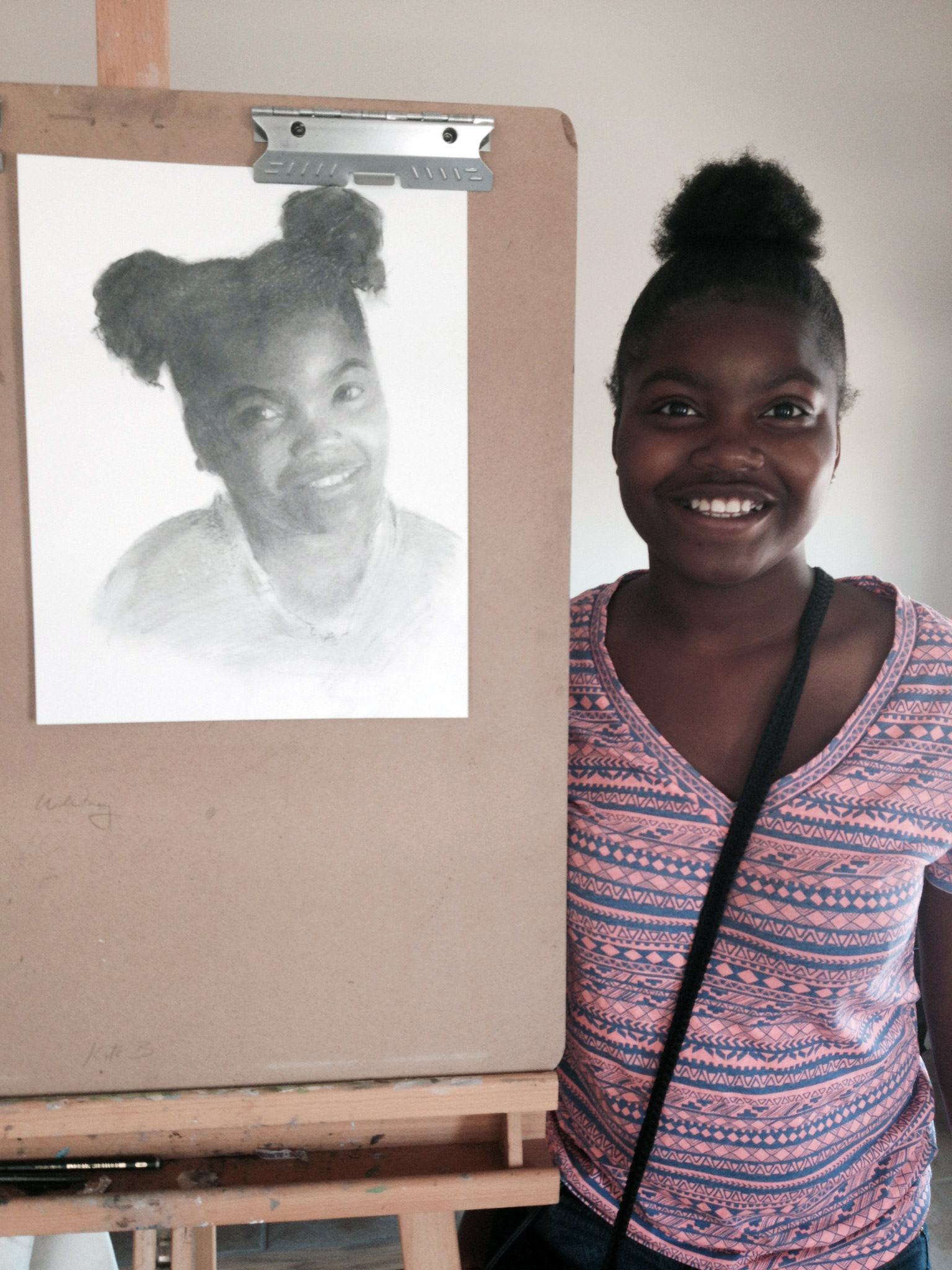 Charcoal portrait of children