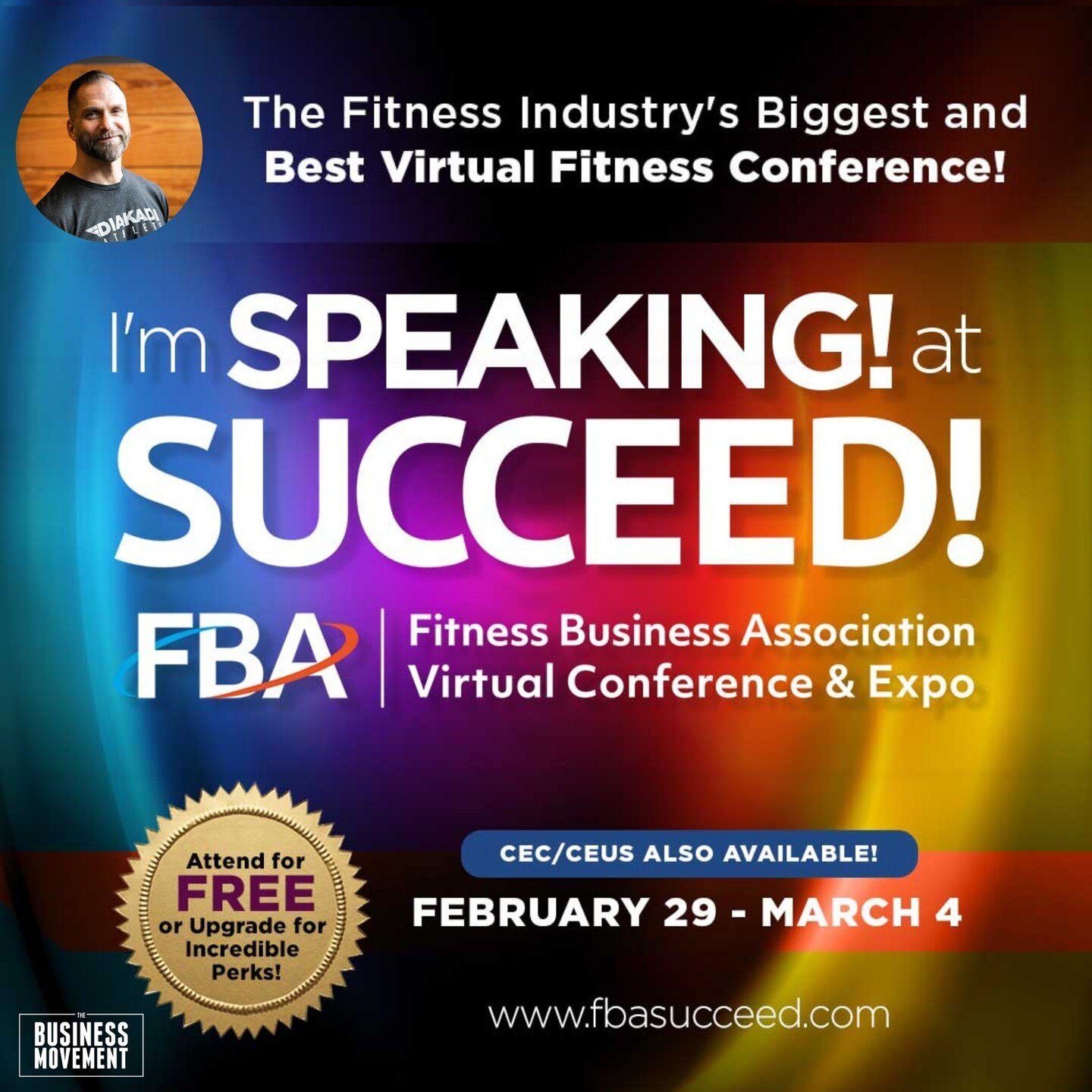 I am psyched to be a presenter at the upcoming SUCCEED Virtual Conference from the Fitness Business Association! @thefbacommunity ⁠
⁠
The event runs February 29 - March 4th and I will be presenting the following two sessions:⁠
⁠
SESSION 1 - February 