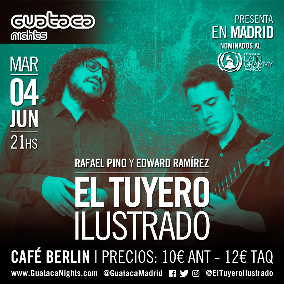 El proyecto de los talentosos músicos venezolanos Edward Ramírez (cuatro) y Rafael Pino (cantautor), nominado al Grammy Latino en 2017, regresa a Madrid en una única presentación en el Café Berlín como parte de su gira Buen Viaje 2019