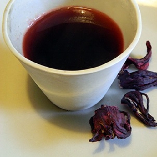 (This tea is made with the dried flowers that my daughter brought back from Egypt. Her passion is pottery. The cup is her creation.)