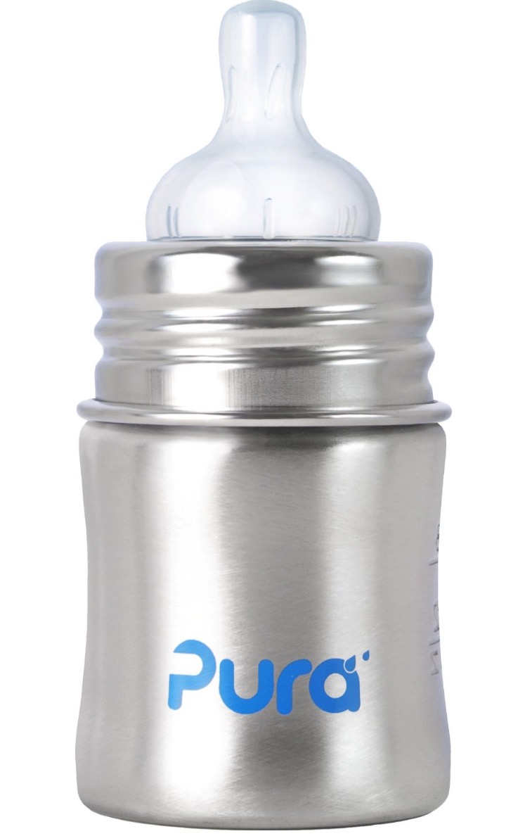 Pura Kiki Stainless Infant Bottle Stainless Steel with Natural Vent Nipple, 5 Ounce