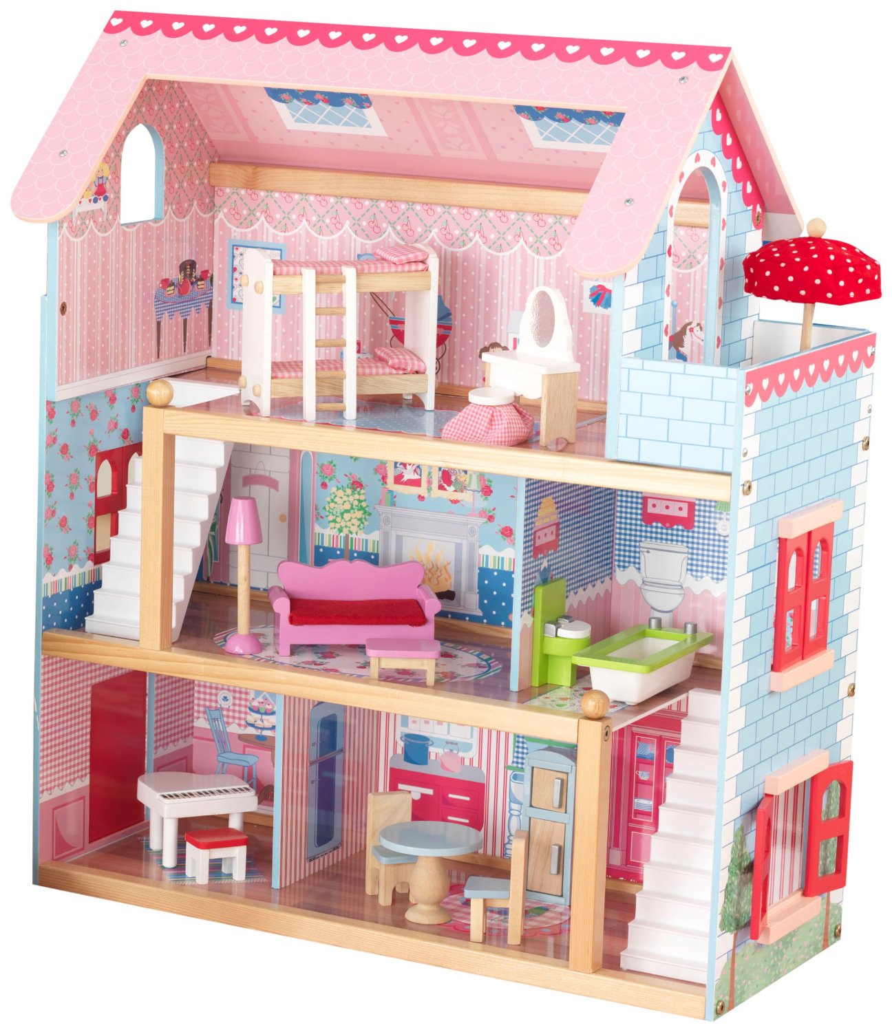  Roll over image to zoom in KidKraft Chelsea Doll Cottage with Furniture