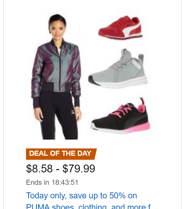 PUMA: up to 50% off (today only)