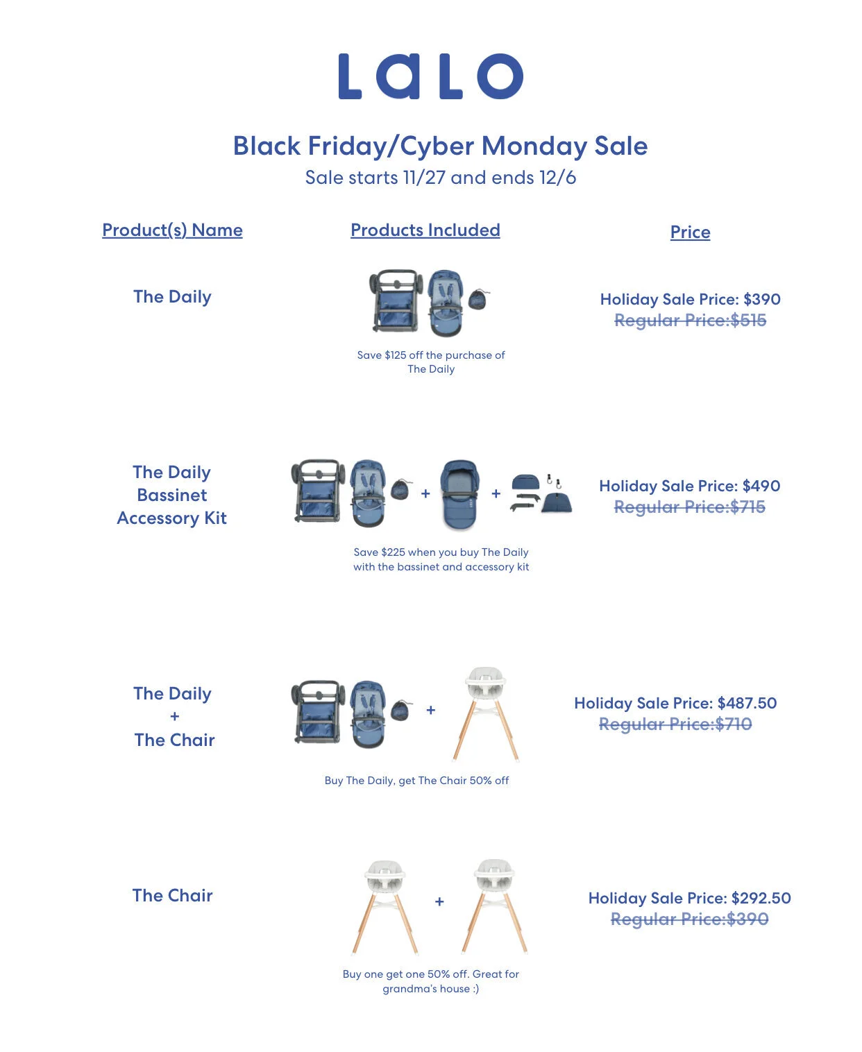 Lalo Daily Stroller and High Chair Black Friday Deals